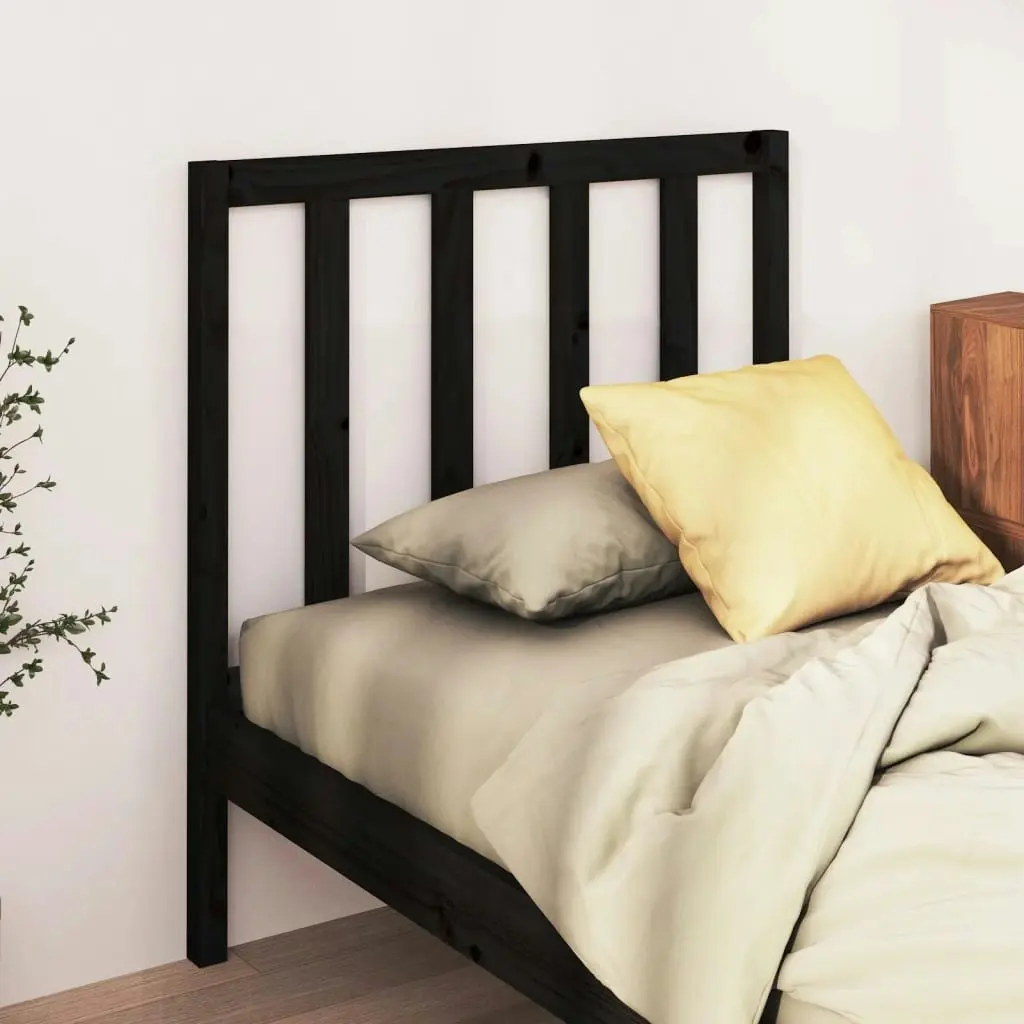 Bed Headboard Black 96x4x100 cm Solid Wood Pine 817724