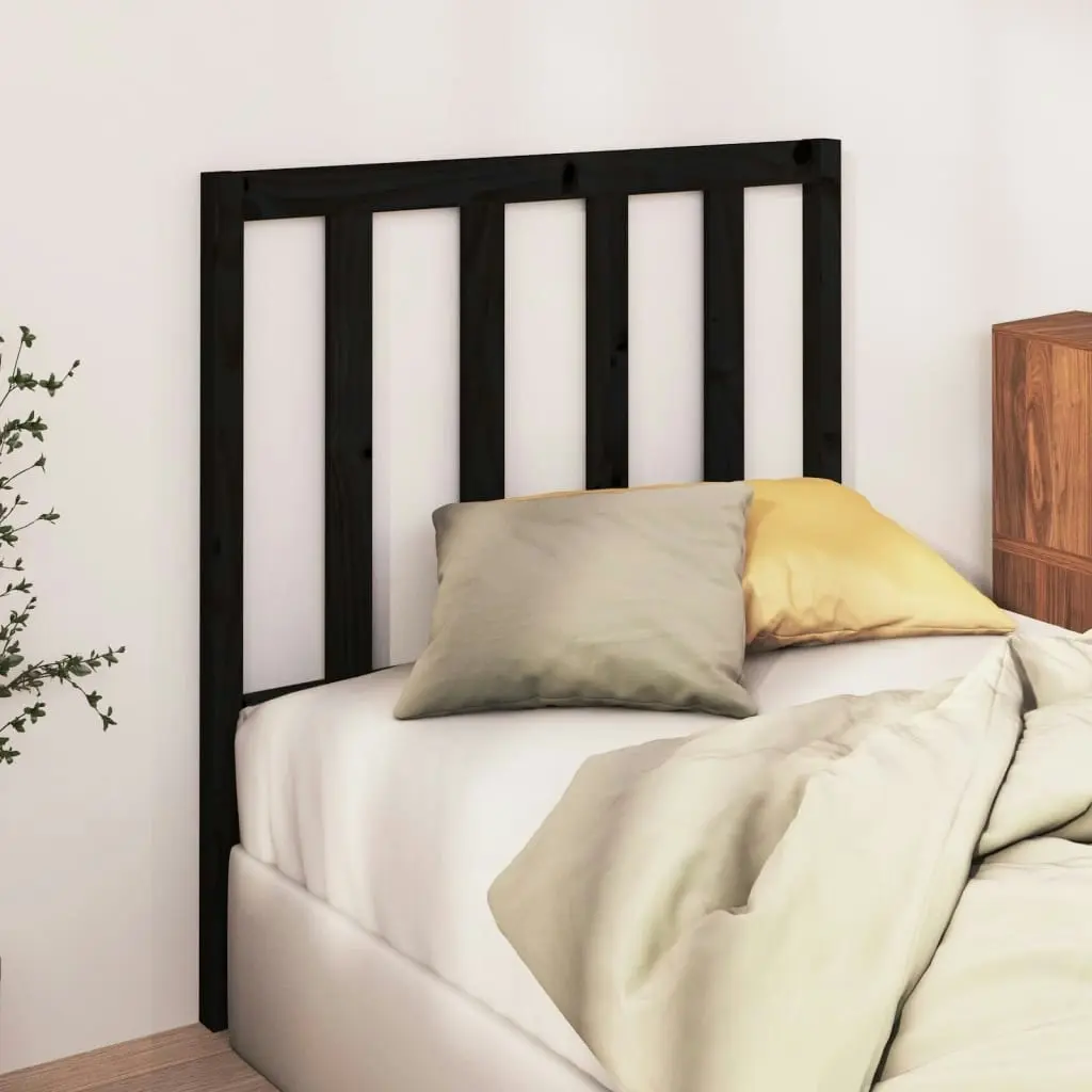 Bed Headboard Black 96 cm Solid Wood Pine 817724