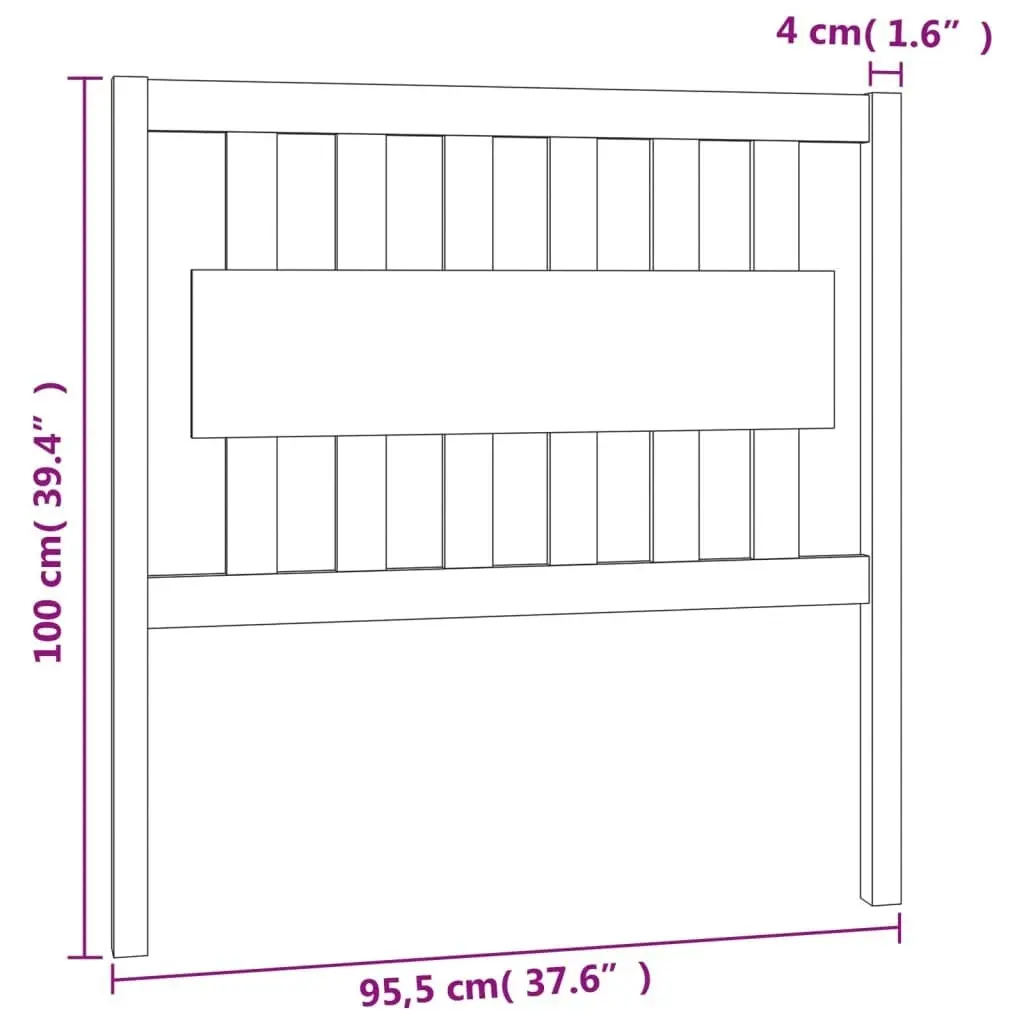 Bed Headboard Black 95.5 cm Solid Wood Pine 818554