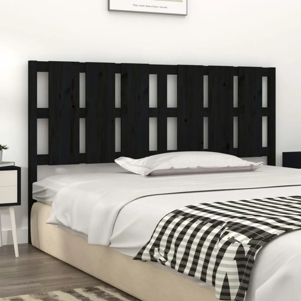 Bed Headboard Black 185.5 cm Solid Wood Pine 818009