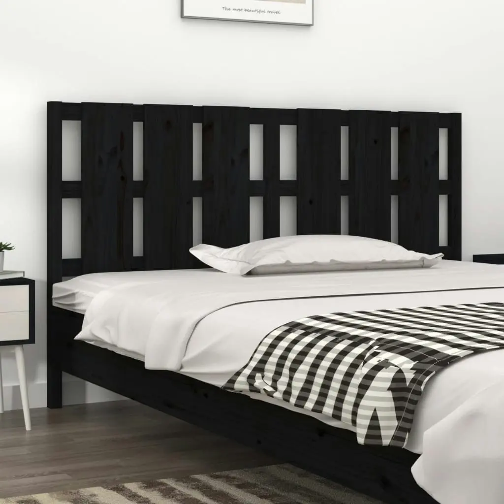 Bed Headboard Black 185.5 cm Solid Wood Pine 818009