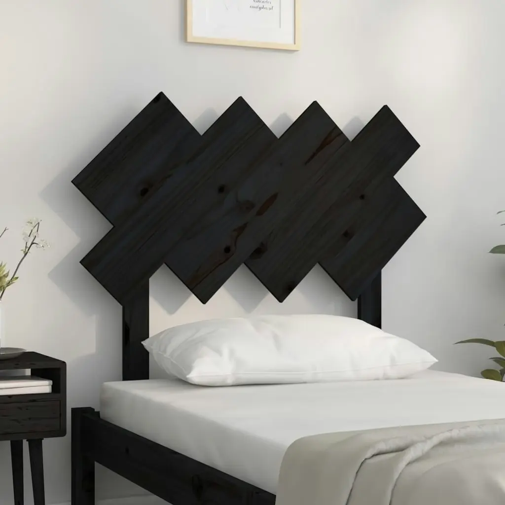 Bed Headboard Black 92 cm Single Solid Wood Pine 819204