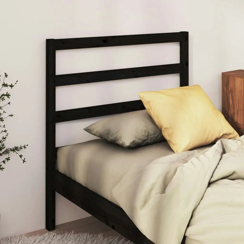 Bed Headboard Black 96 cm Solid Wood Pine 817624