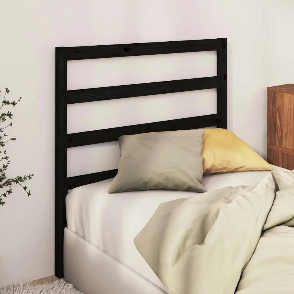 Bed Headboard Black 96 cm Solid Wood Pine 817624