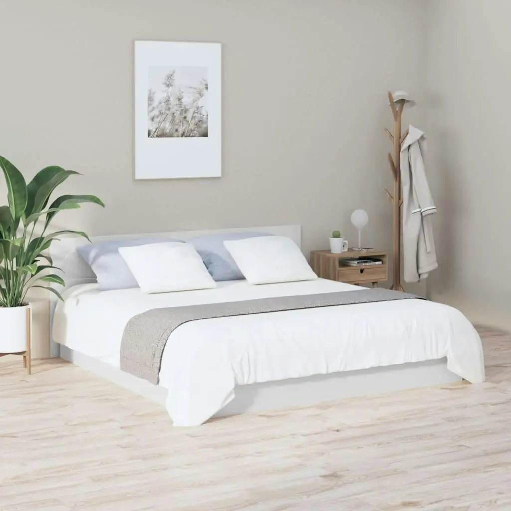 Bed Headboard High Gloss White 200 cm Engineered Wood 811049