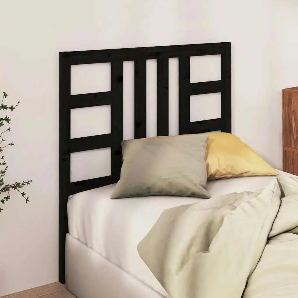 Bed Headboard Black 96 cm Solid Wood Pine 817824