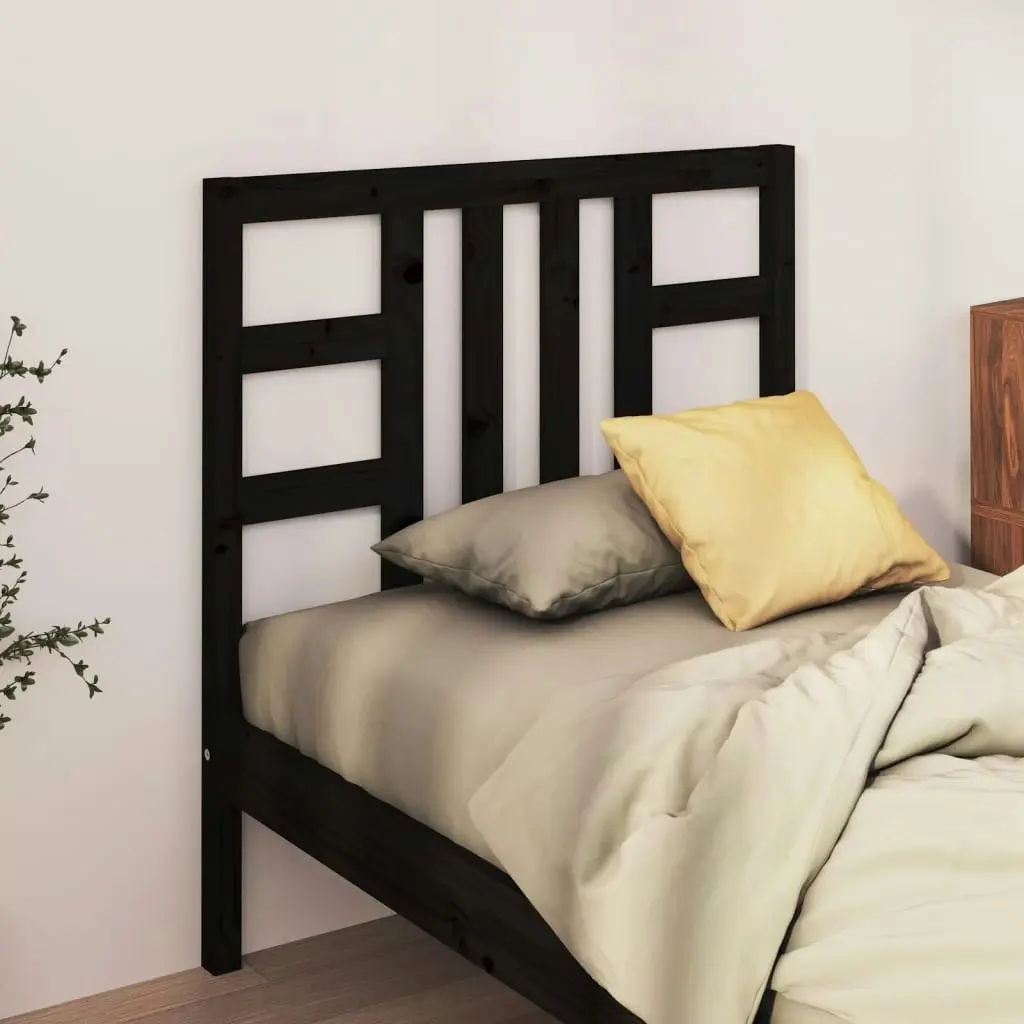 Bed Headboard Black 96 cm Solid Wood Pine 817824