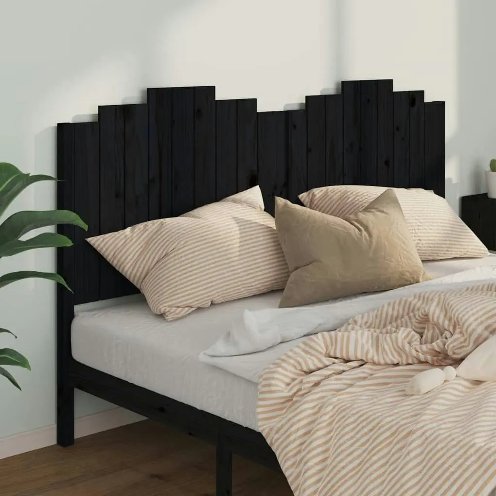 Bed Headboard Black 186 cm Solid Wood Pine 818489