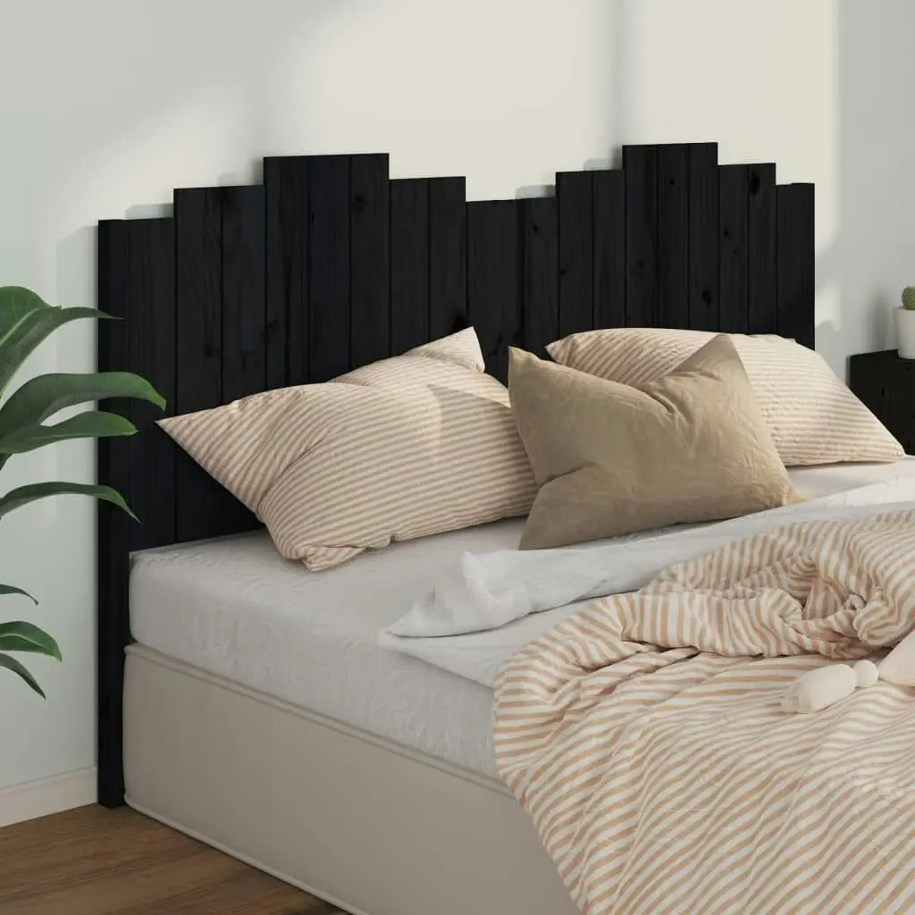 Bed Headboard Black 186 cm Solid Wood Pine 818489