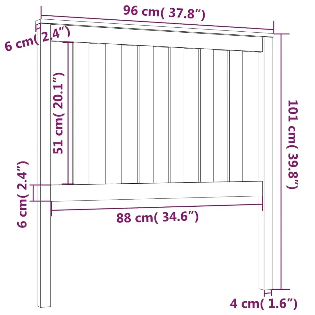 Bed Headboard Black 96 cm Solid Wood Pine 818504