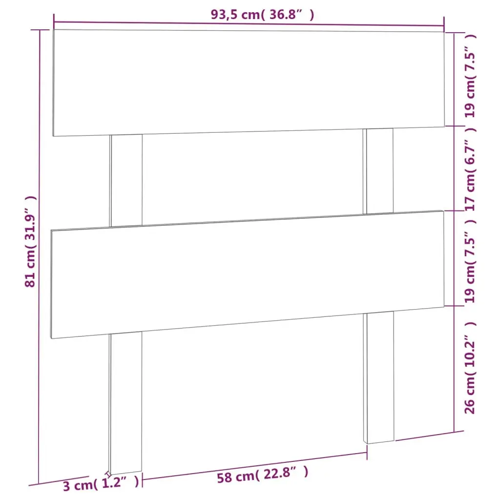 Bed Headboard Black 93.5 cm Solid Wood Pine 819054