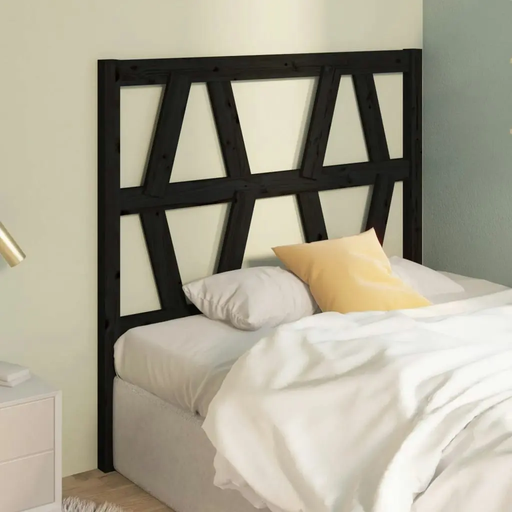 Bed Headboard Black 96 cm Solid Wood Pine 818604