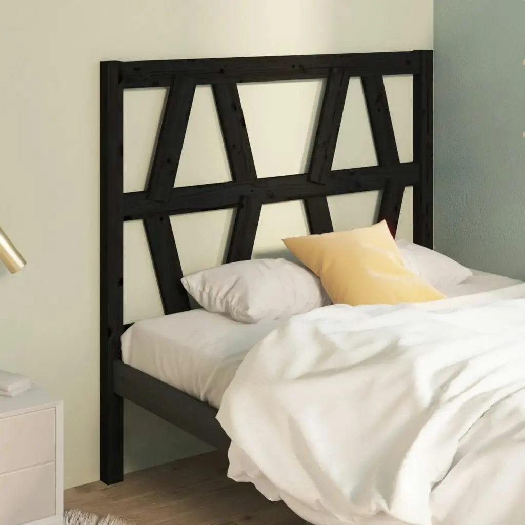 Bed Headboard Black 96 cm Solid Wood Pine 818604