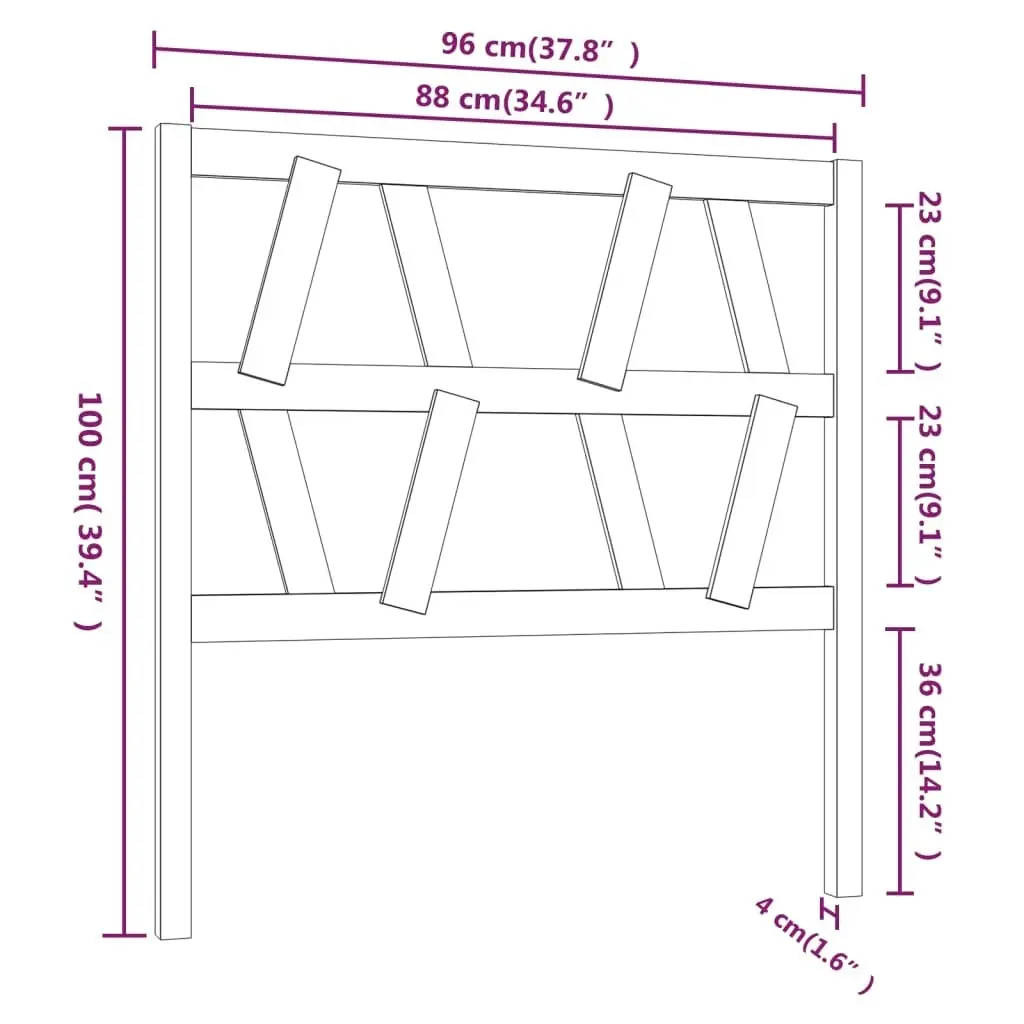 Bed Headboard Black 96 cm Solid Wood Pine 818604