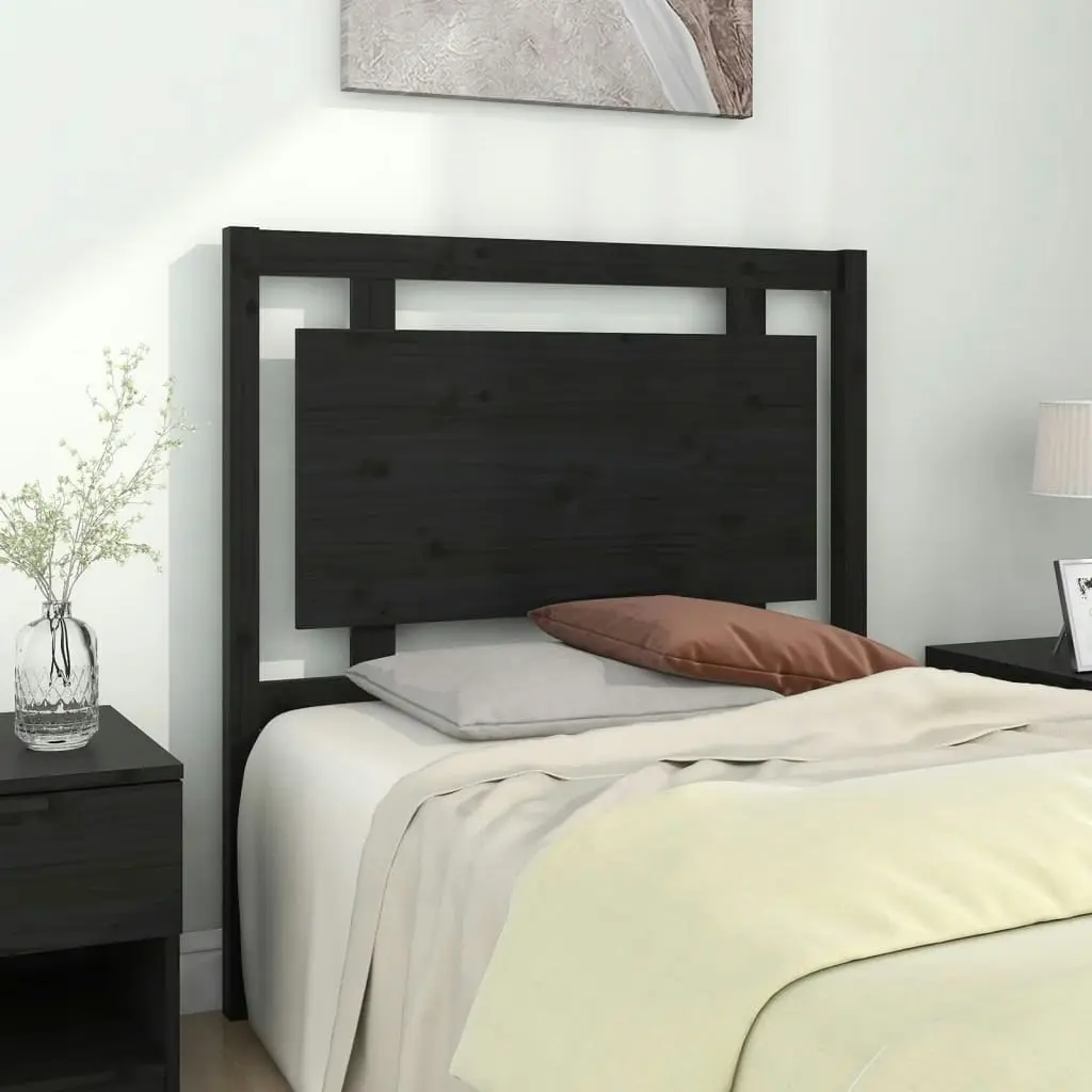 Bed Headboard Black 95.5 cm Solid Wood Pine 817924