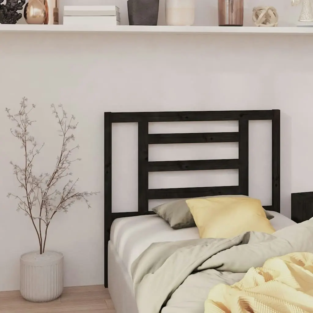 Bed Headboard Black 96 cm Solid Wood Pine 818804