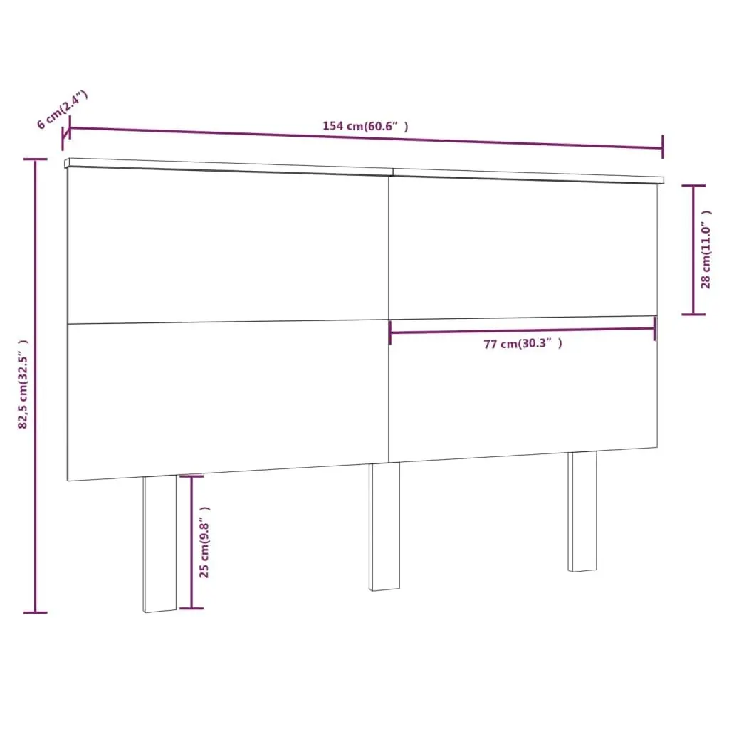 Bed Headboard White 154x6x82.5 cm Solid Wood Pine 819176