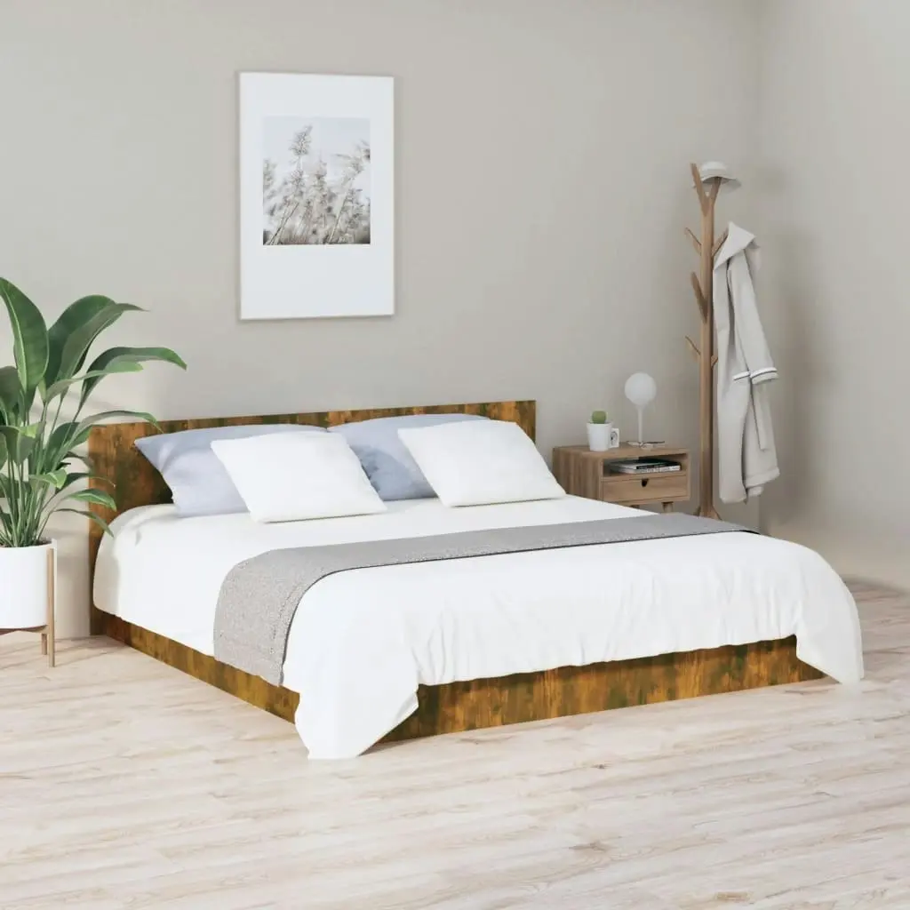 Bed Headboard Smoked Oak 200 cm Engineered Wood 816976