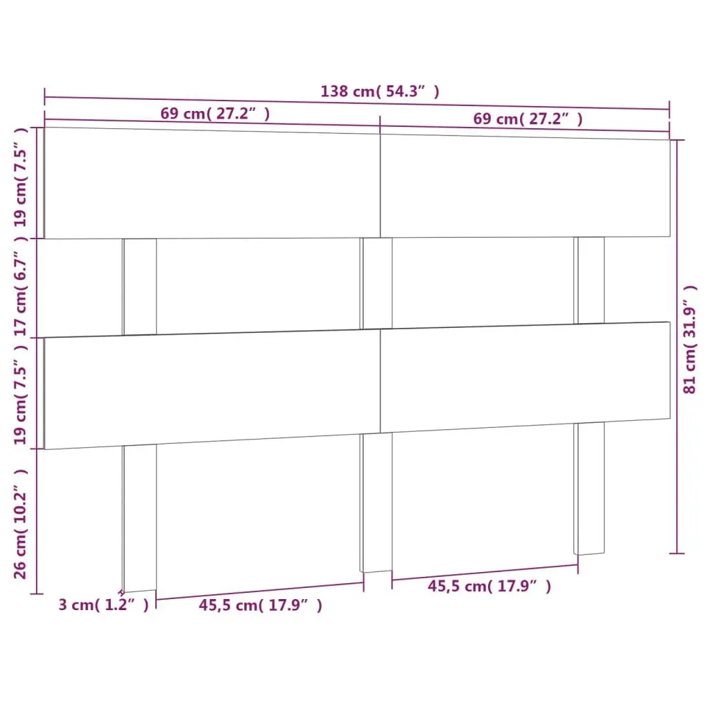 Bed Headboard White 138 cm Solid Wood Pine 819066