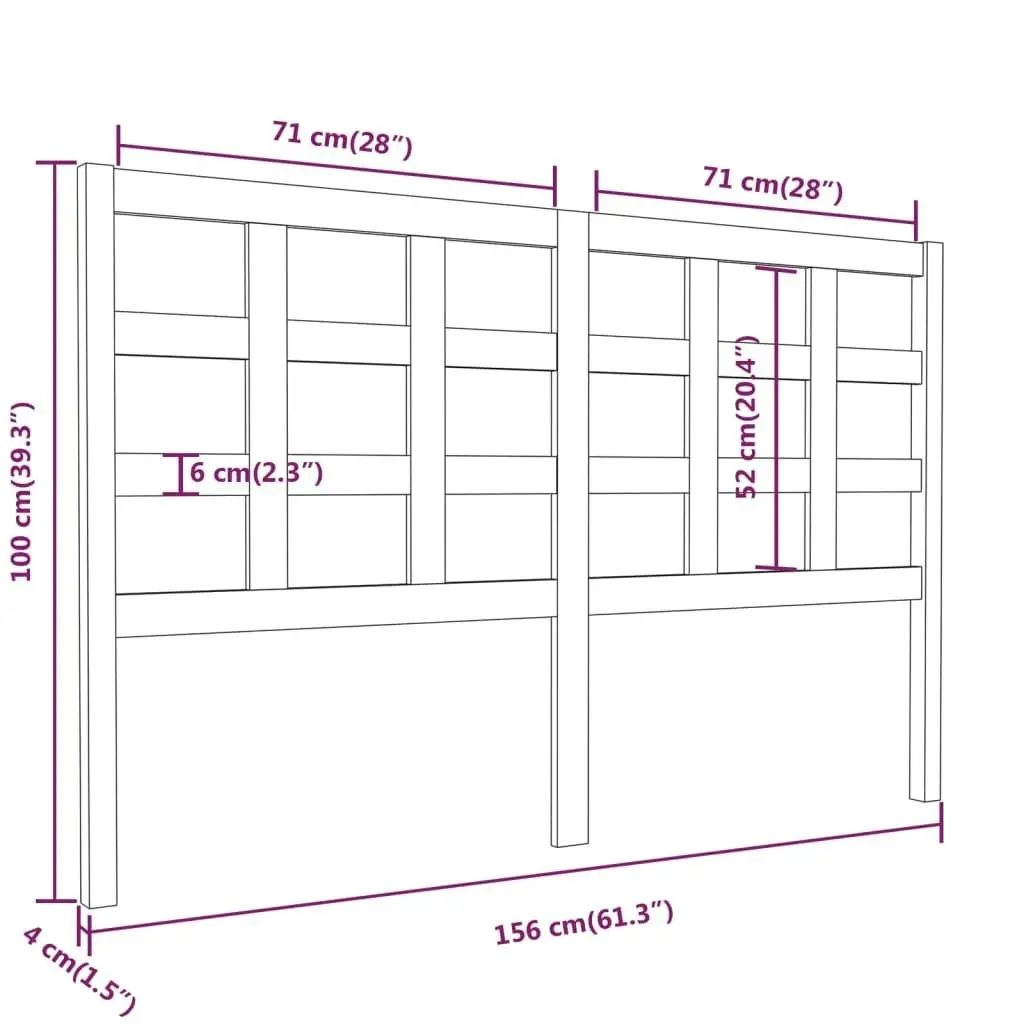 Bed Headboard White 156x4x100 cm Solid Wood Pine 817896