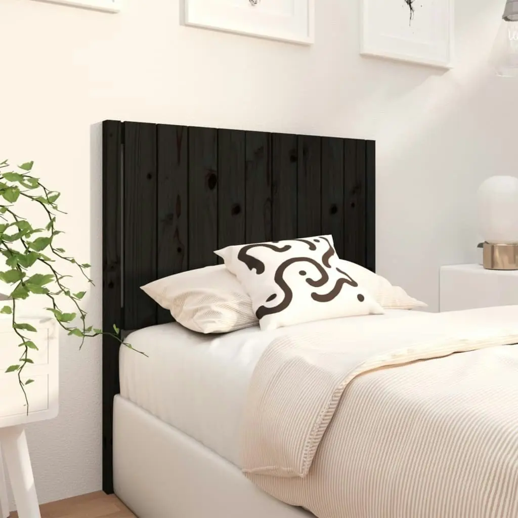 Bed Headboard Black 95.5 cm Solid Wood Pine 818854