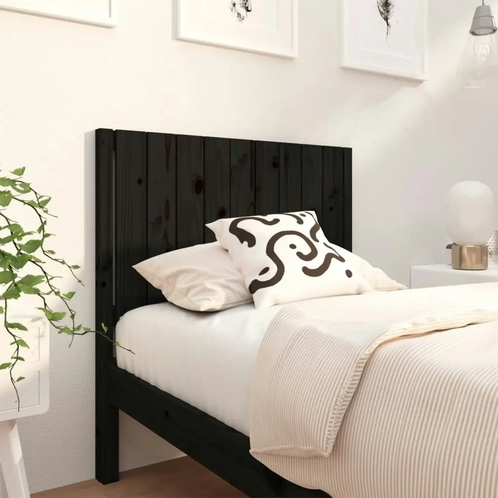 Bed Headboard Black 95.5 cm Solid Wood Pine 818854