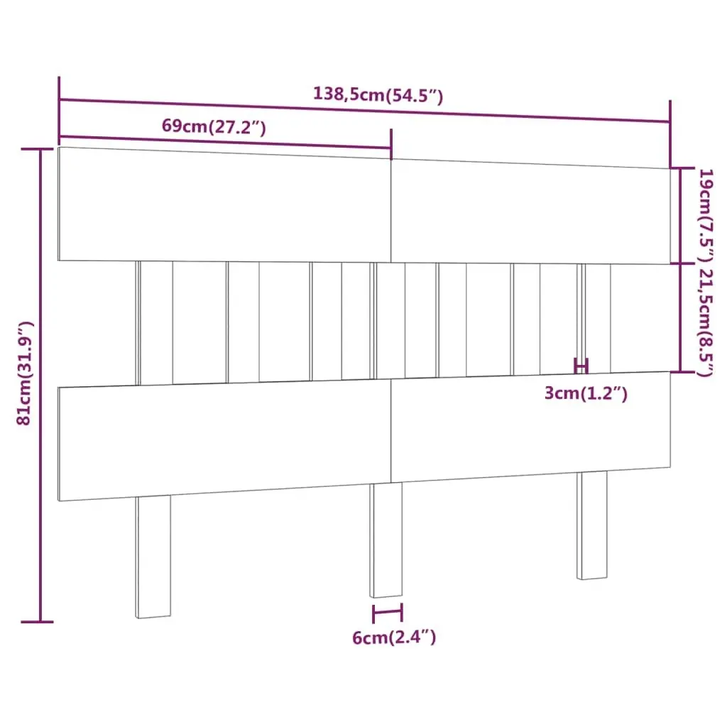 Bed Headboard White 138.5 cm Solid Wood Pine 819116