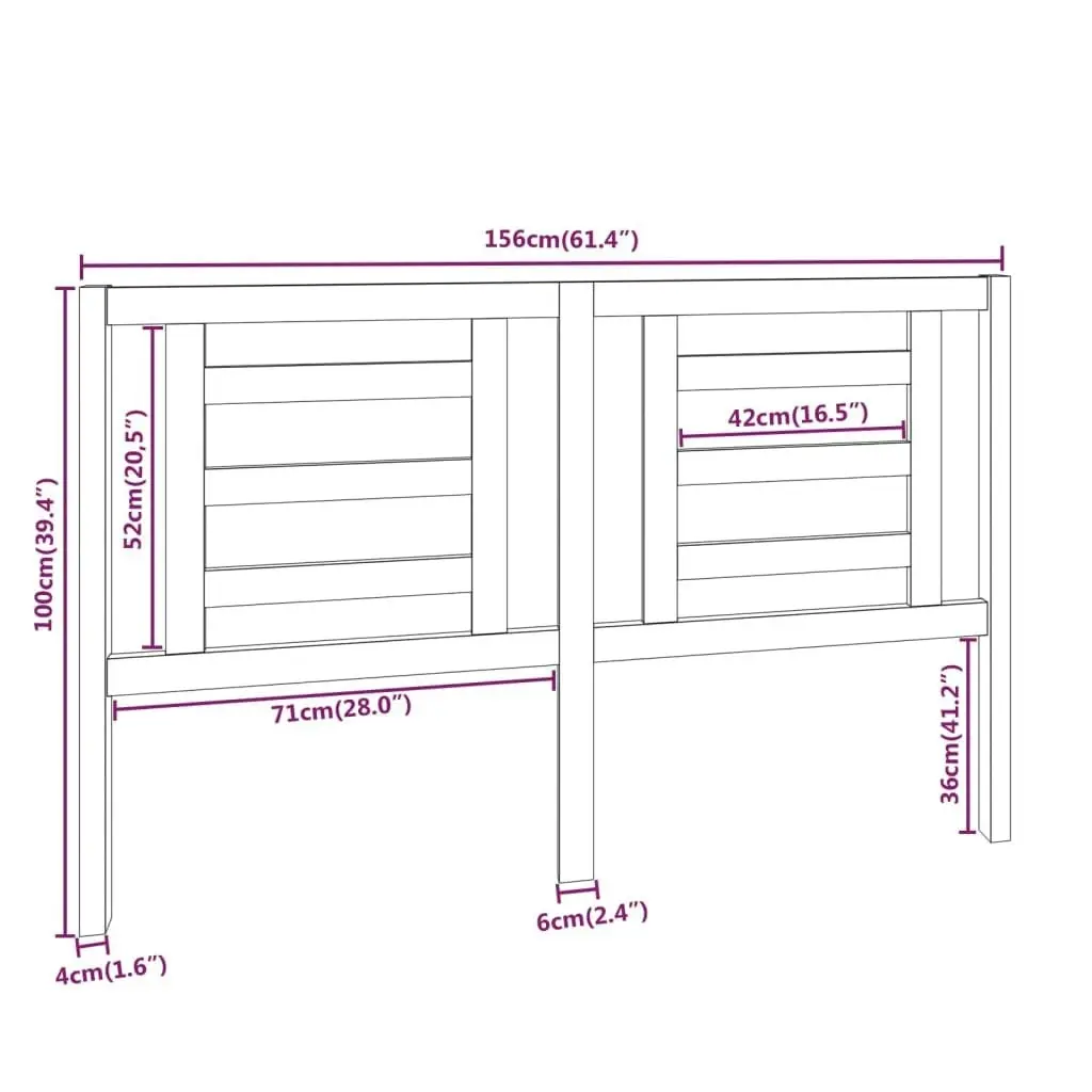 Bed Headboard White 156 cm Solid Wood Pine 818826