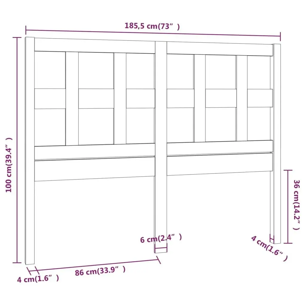 Bed Headboard White 185.5 cm Solid Wood Pine 818936