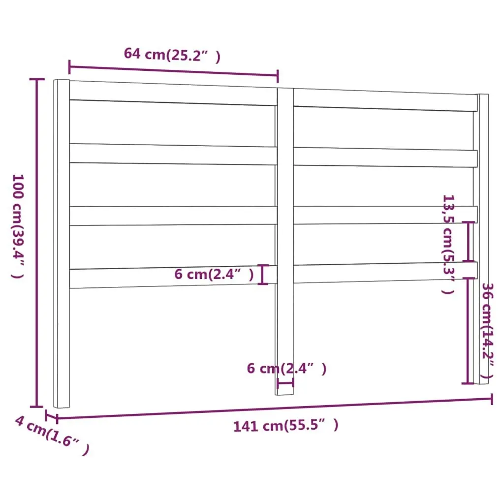 Bed Headboard White 141 cm Solid Wood Pine 817636