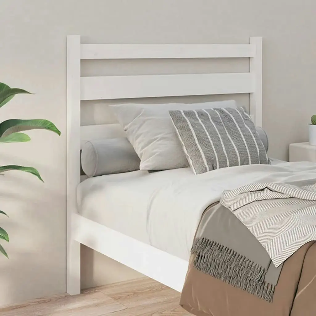 Bed Headboard White 96x4x100 cm Solid Wood Pine 818401