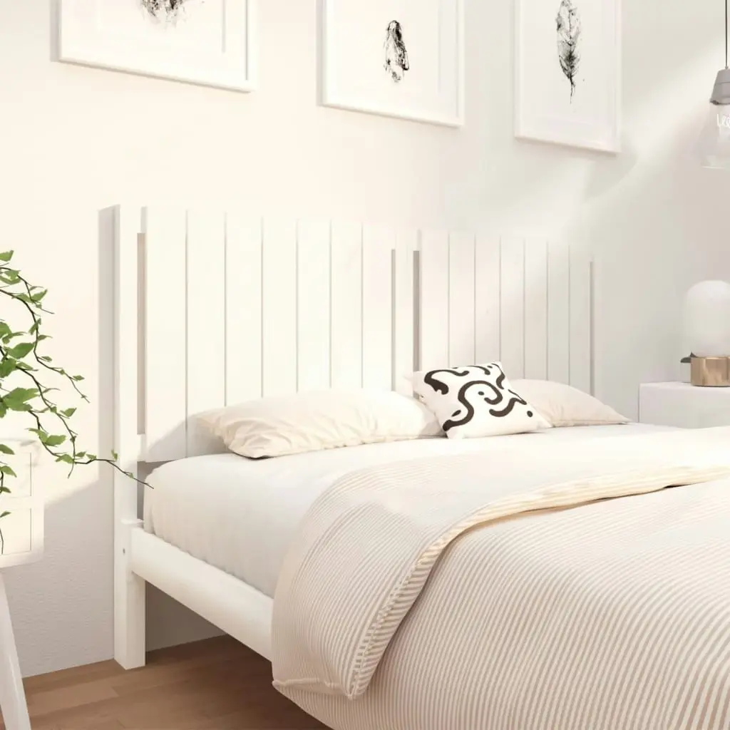 Bed Headboard White 155.5x4x100 cm Solid Wood Pine 818876