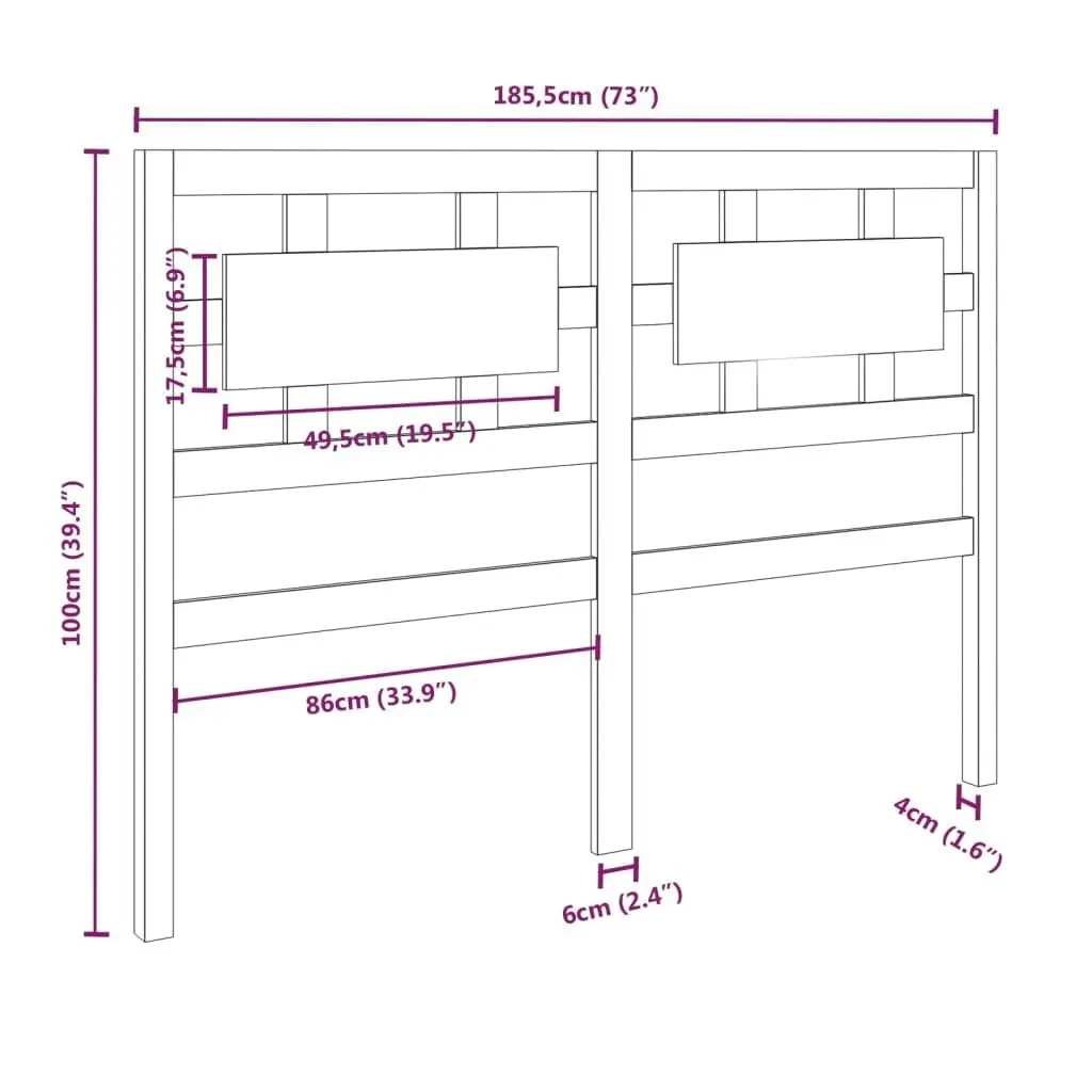 Bed Headboard White 185.5 cm Solid Wood Pine 818056