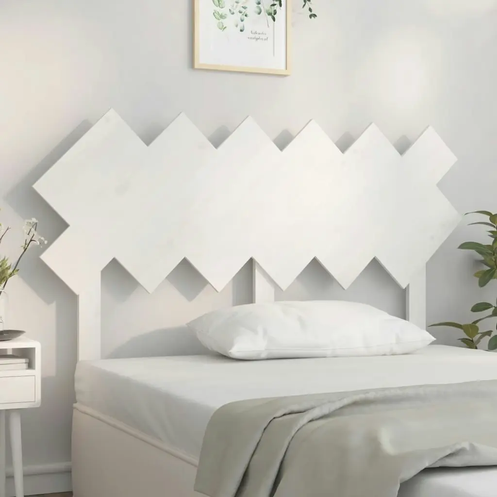 Bed Headboard White 132 cm Solid Wood Pine 819216