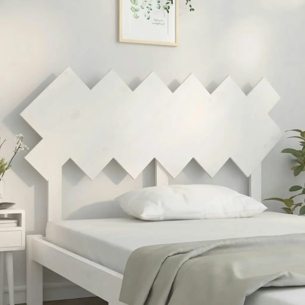 Bed Headboard White 132 cm Solid Wood Pine 819216