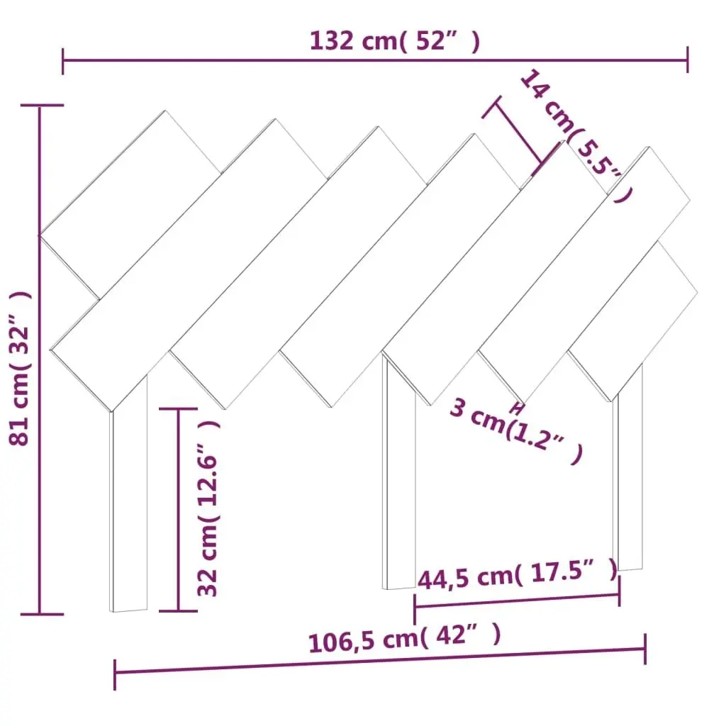 Bed Headboard White 132 cm Solid Wood Pine 819216