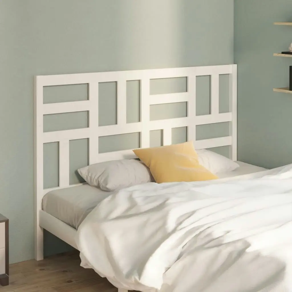 Bed Headboard White 141 cm Solid Wood Pine 818186