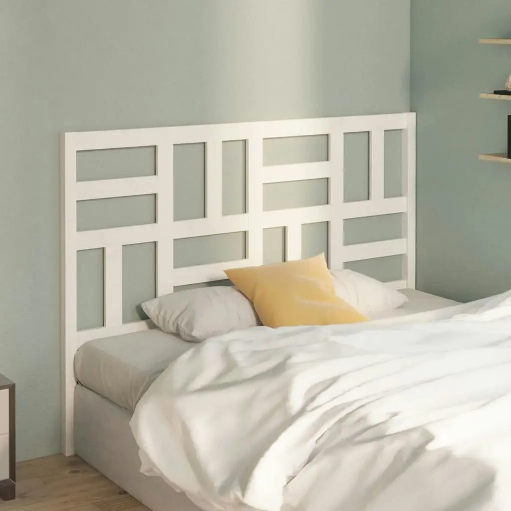 Bed Headboard White 141 cm Solid Wood Pine 818186