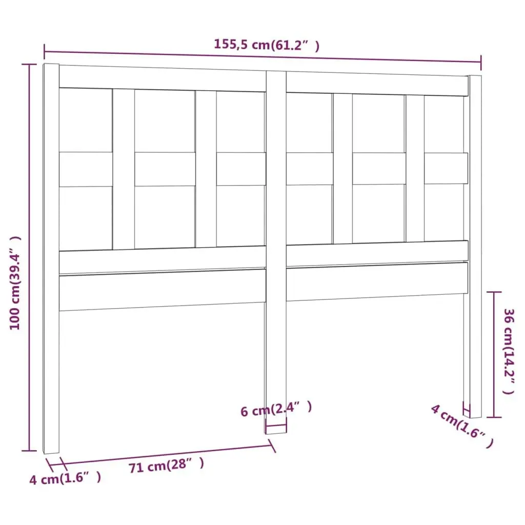 Bed Headboard White 155.5 cm Solid Wood Pine 818926