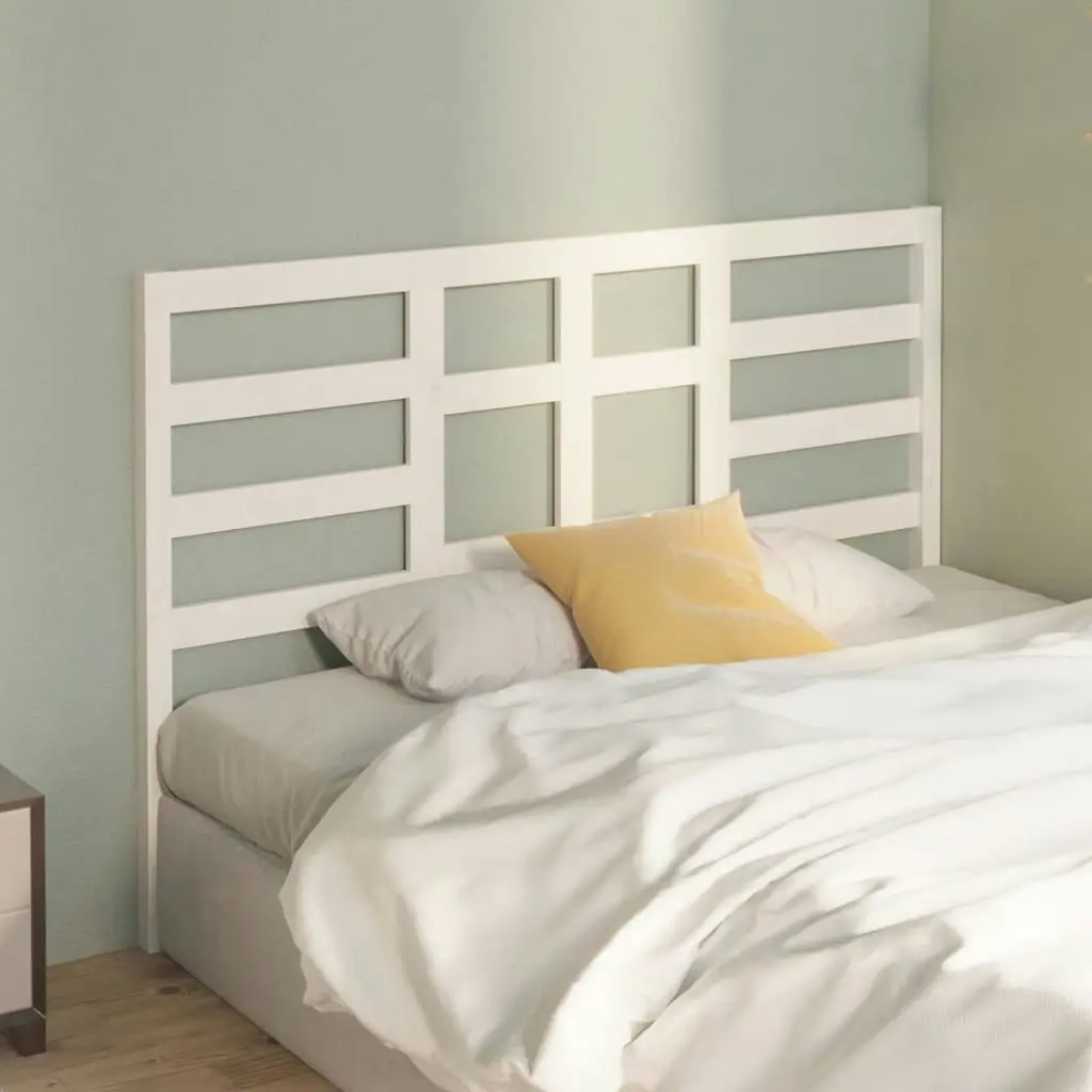 Bed Headboard White 141 cm Solid Wood Pine 818136