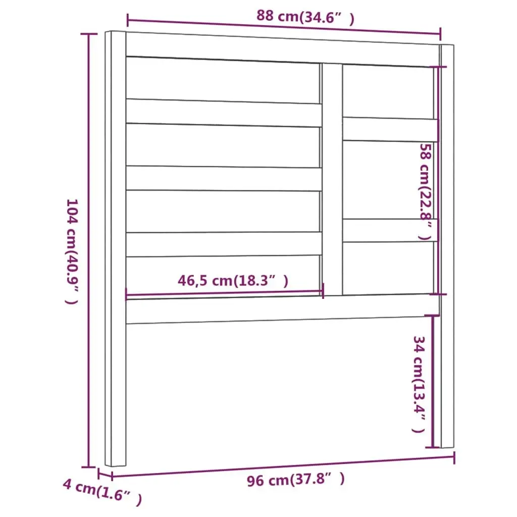 Bed Headboard White 96 cm Solid Wood Pine 818121