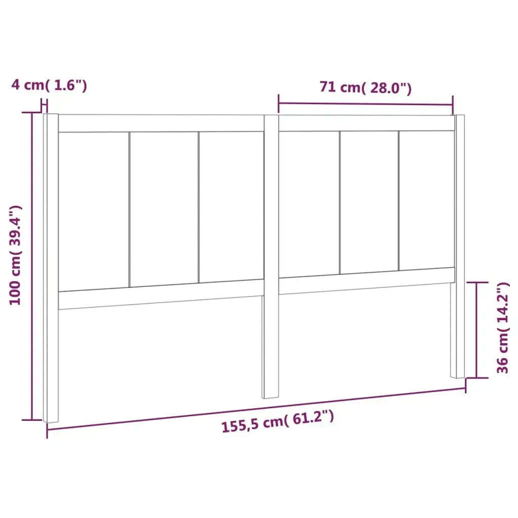 Bed Headboard White 155.5 cm Solid Wood Pine 818096