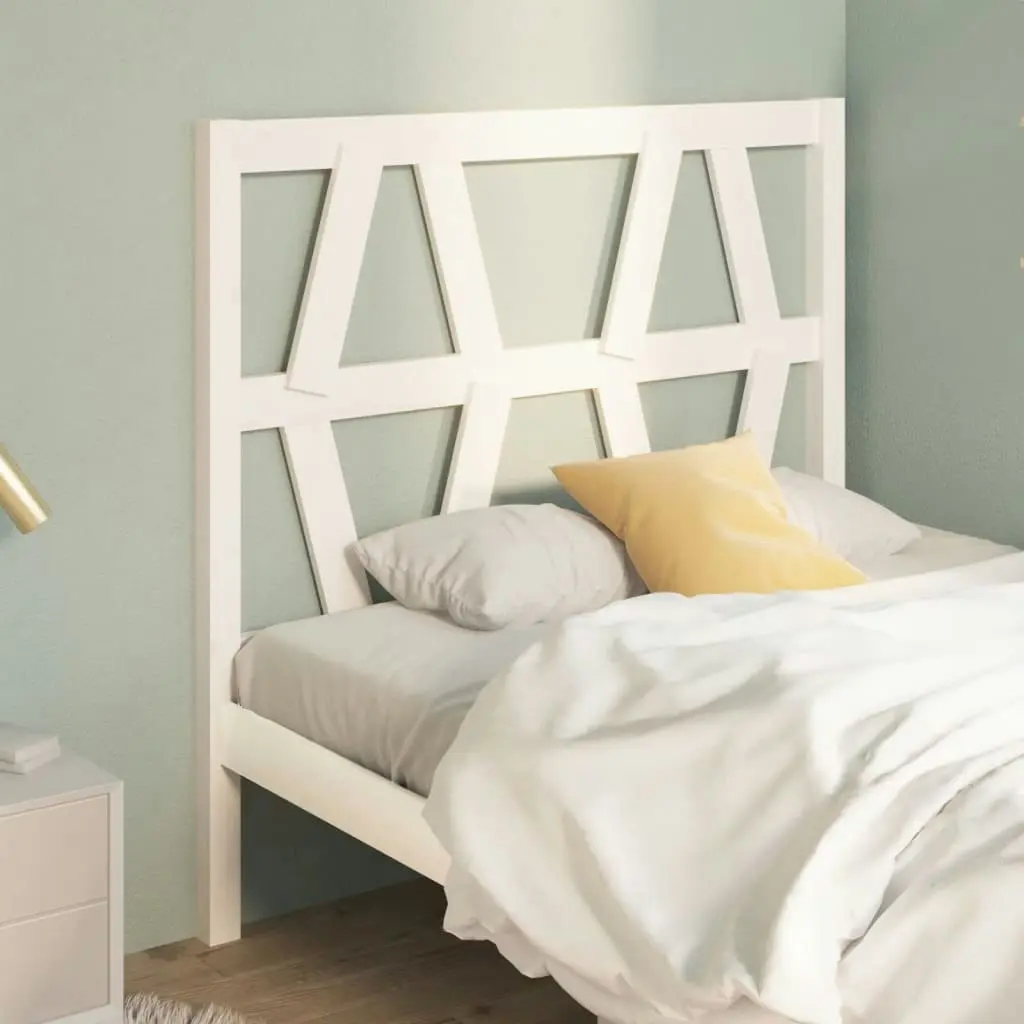 Bed Headboard White 96x4x100 cm Solid Wood Pine 818601