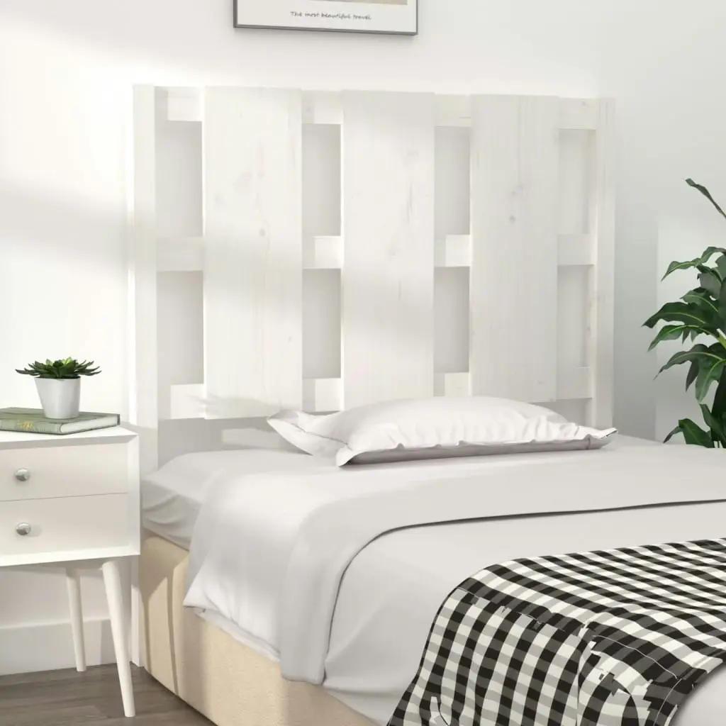 Bed Headboard White 95.5x4x100 cm Solid Wood Pine 817971