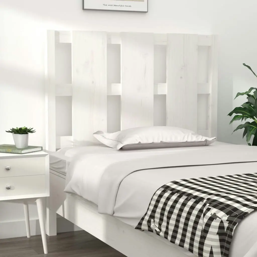 Bed Headboard White 95.5x4x100 cm Solid Wood Pine 817971