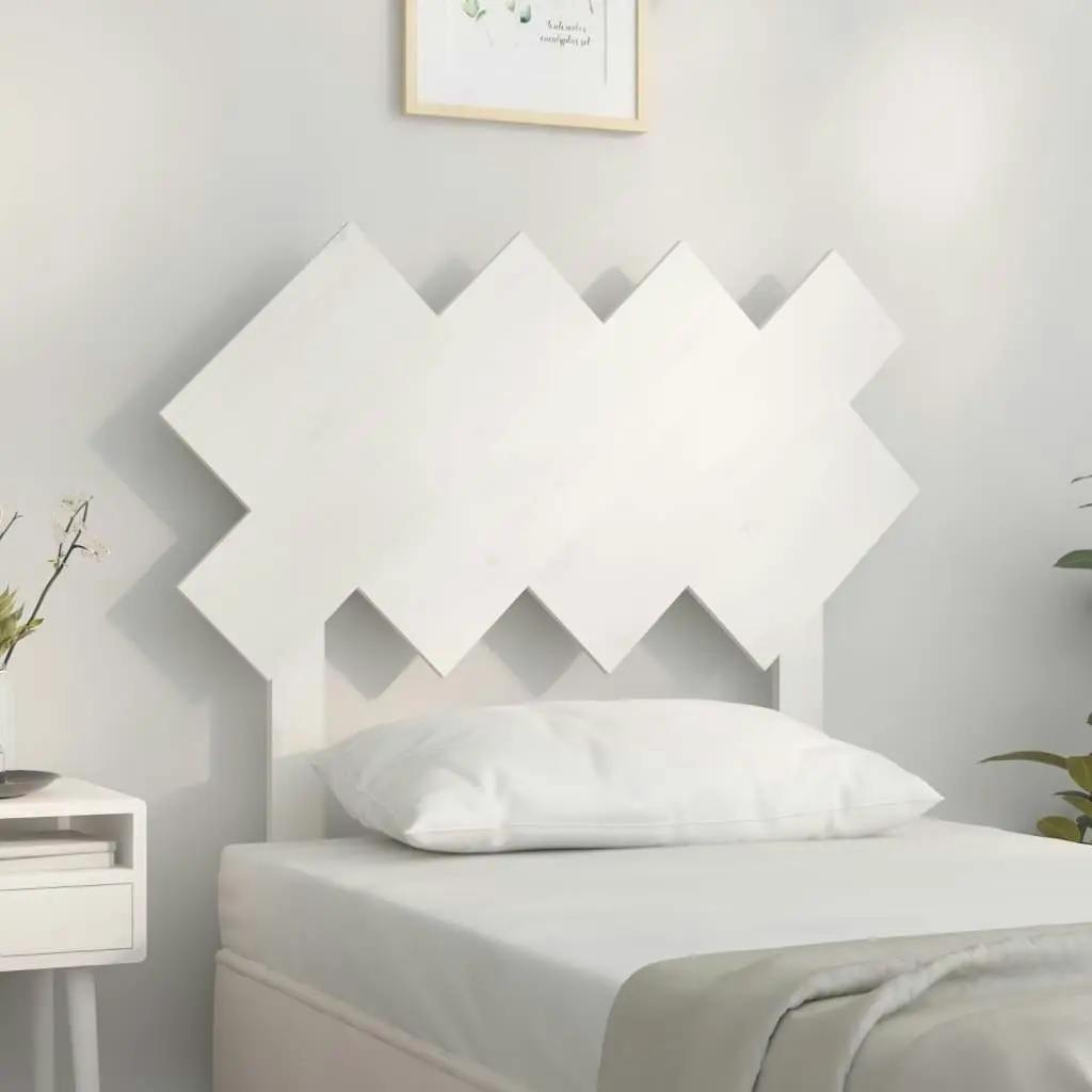 Bed Headboard White 92 cm Single Solid Wood Pine 819201