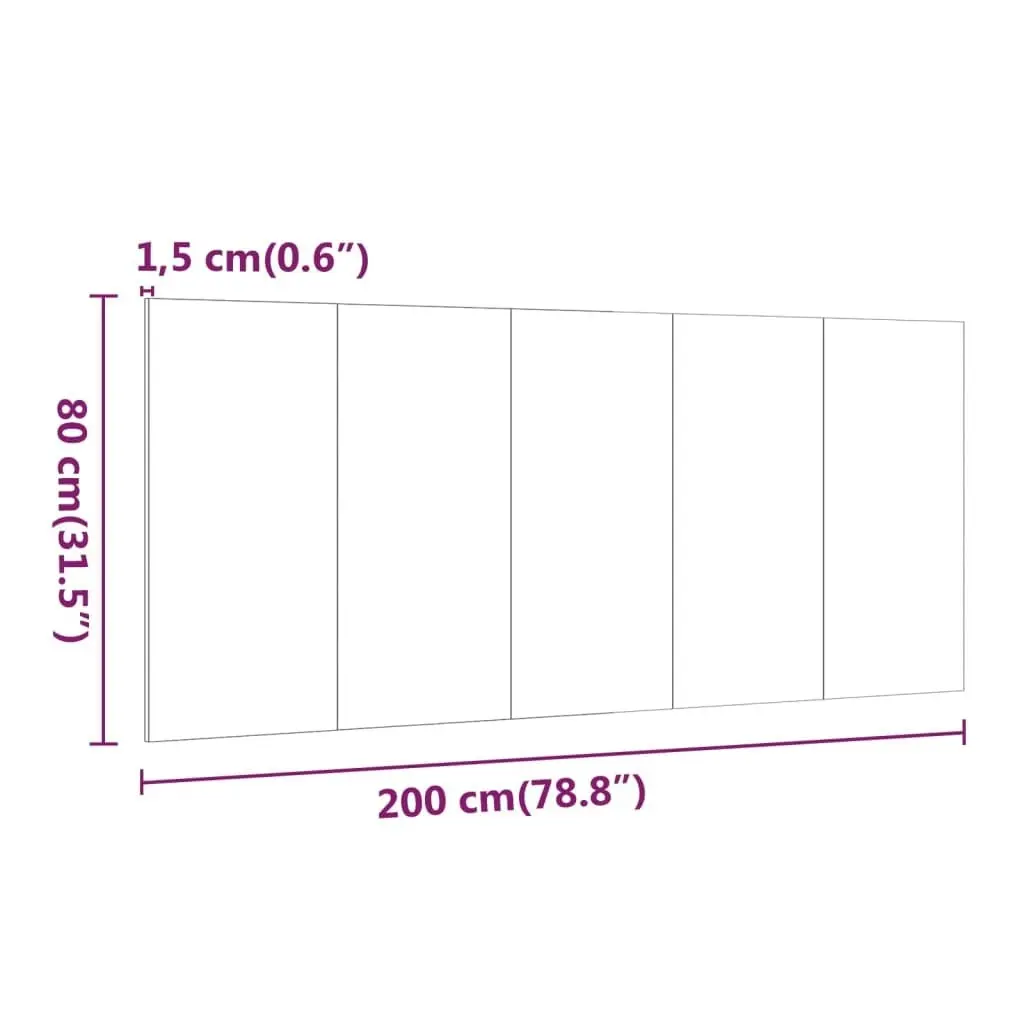 Bed Headboard White 200x1.5x80 cm Engineered Wood 811043