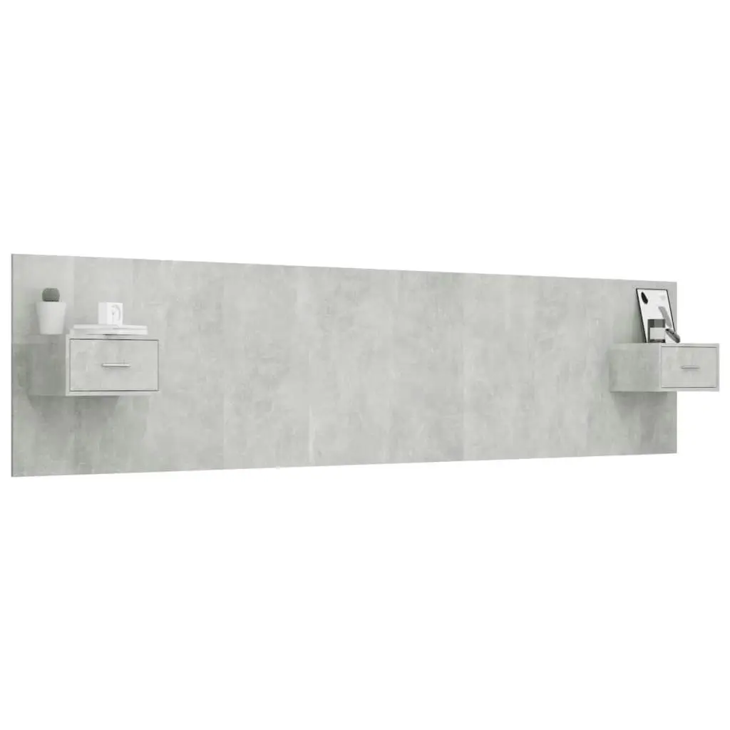 Bed Headboard with Cabinets Concrete Grey Engineered Wood 3115751