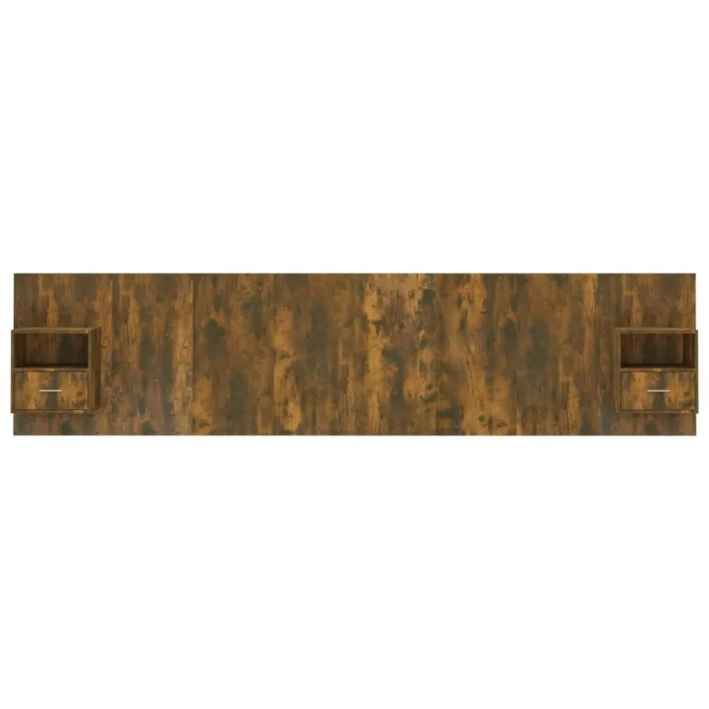 Bed Headboard with Cabinets Smoked Oak Engineered Wood 3115769