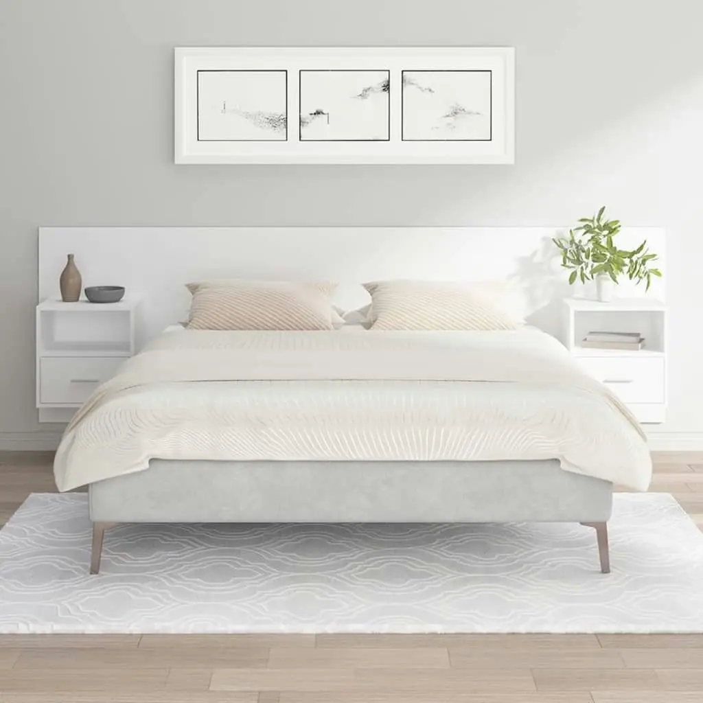 Bed Headboard with Cabinets White Engineered Wood 3115716